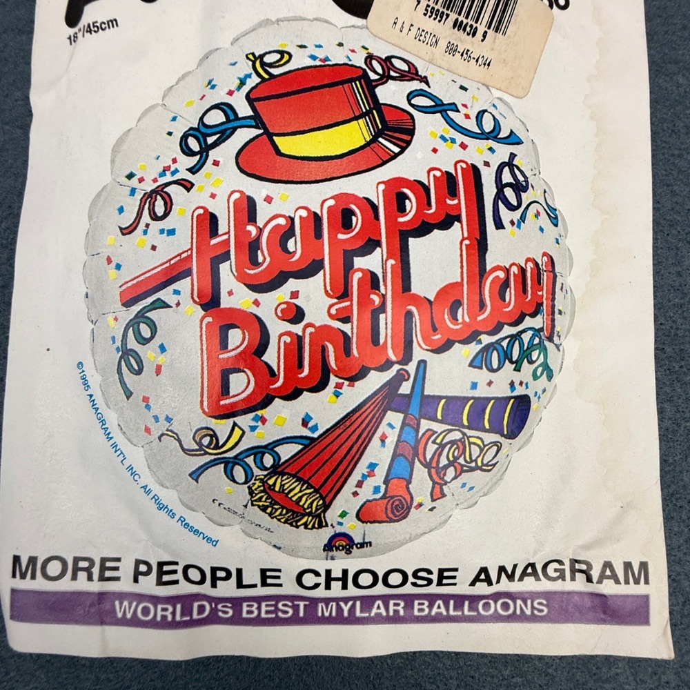 Anagram Happy Birthday Mylar Balloon 18" Multicolor Vintage 90's Party Decor USA - Picture 5 of 5